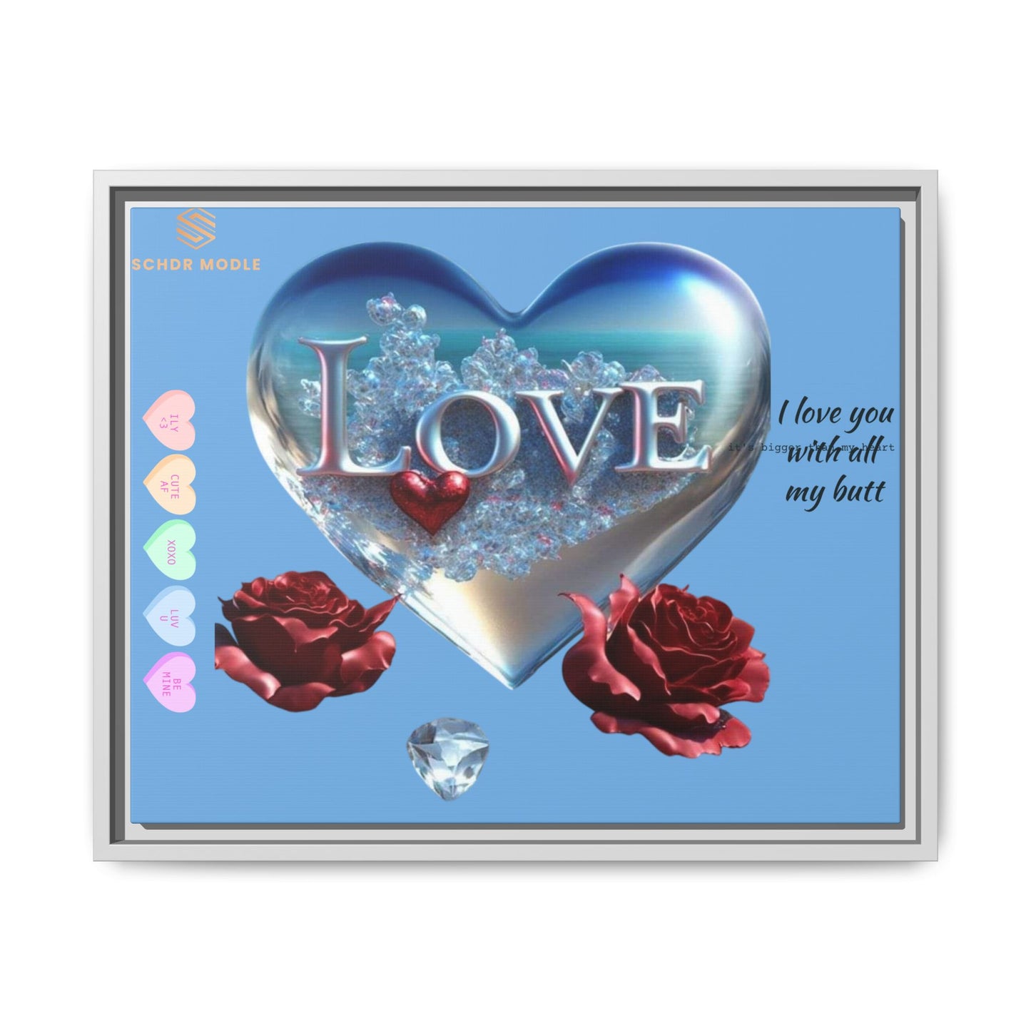 Framed Love Canvas Art - Heart & Flower Design - Perfect Gift for Valentine's Day