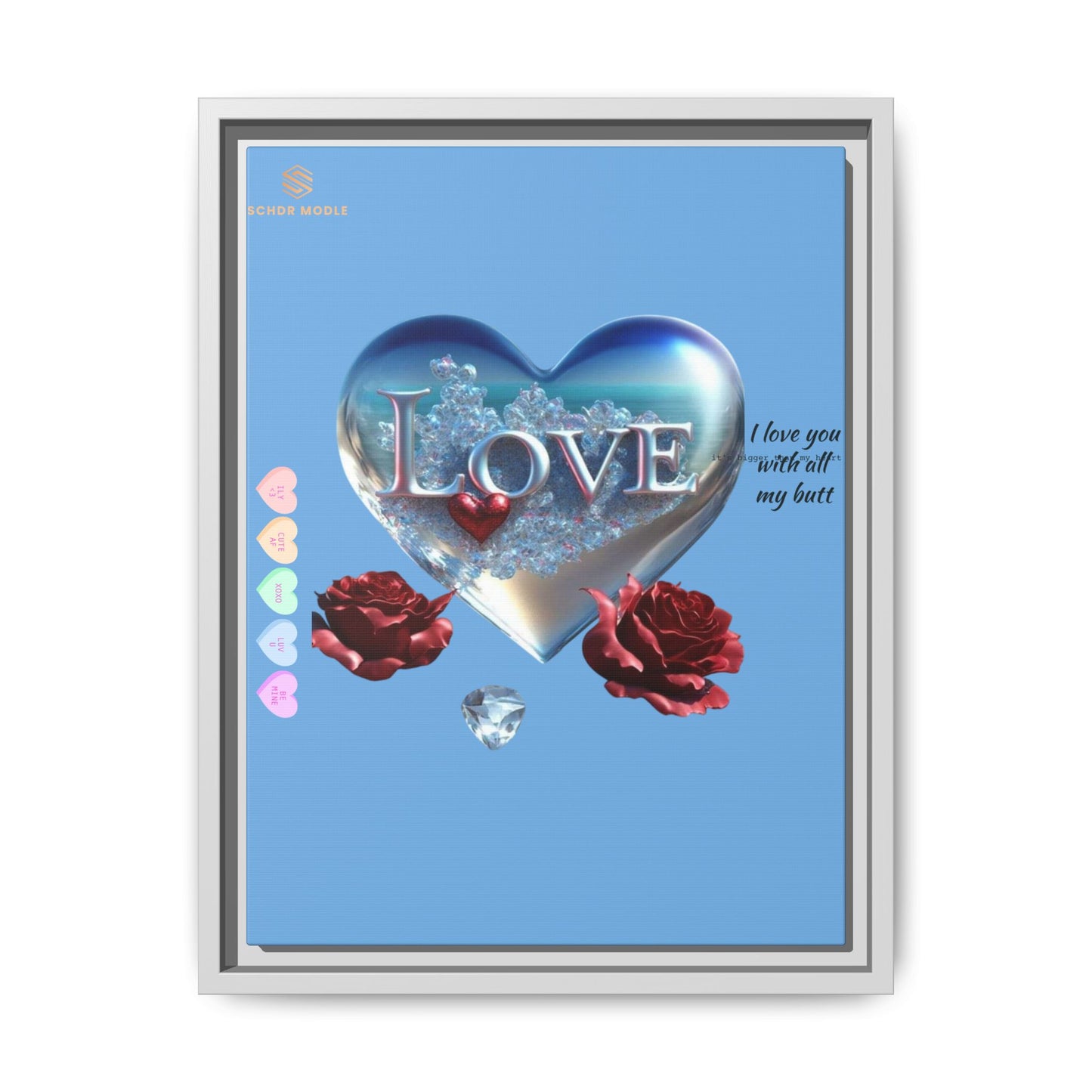 Framed Love Canvas Art - Heart & Flower Design - Perfect Gift for Valentine's Day