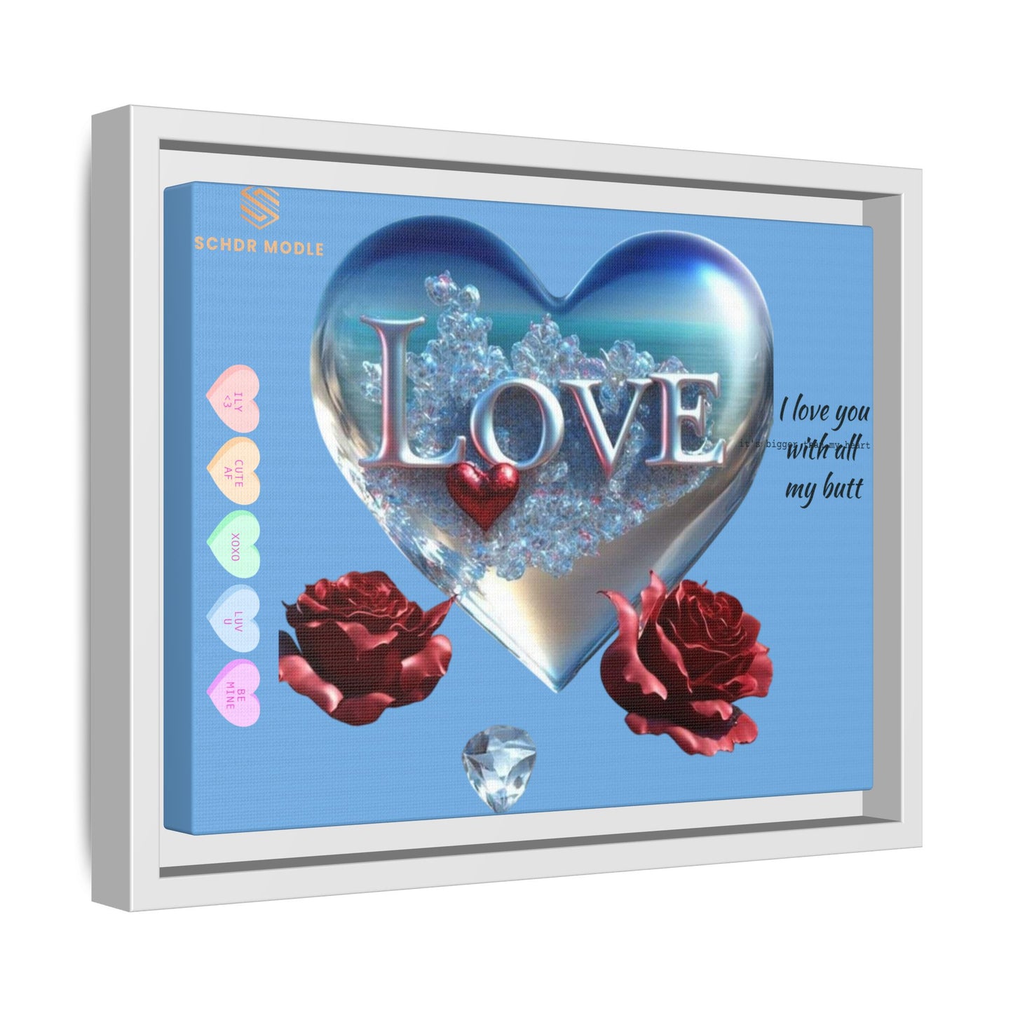 Framed Love Canvas Art - Heart & Flower Design - Perfect Gift for Valentine's Day