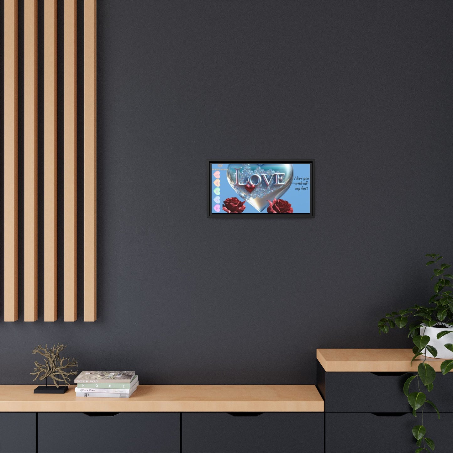 Framed Love Canvas Art - Heart & Flower Design - Perfect Gift for Valentine's Day