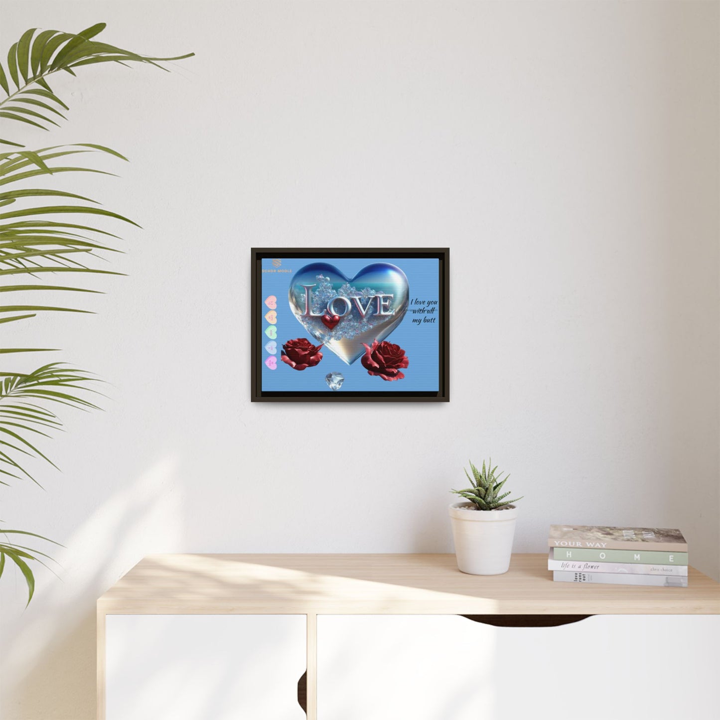Framed Love Canvas Art - Heart & Flower Design - Perfect Gift for Valentine's Day