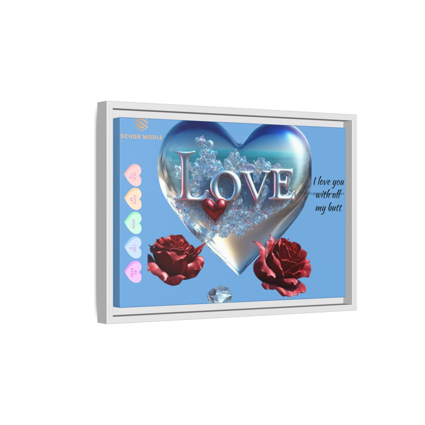 Framed Love Canvas Art - Heart & Flower Design - Perfect Gift for Valentine's Day