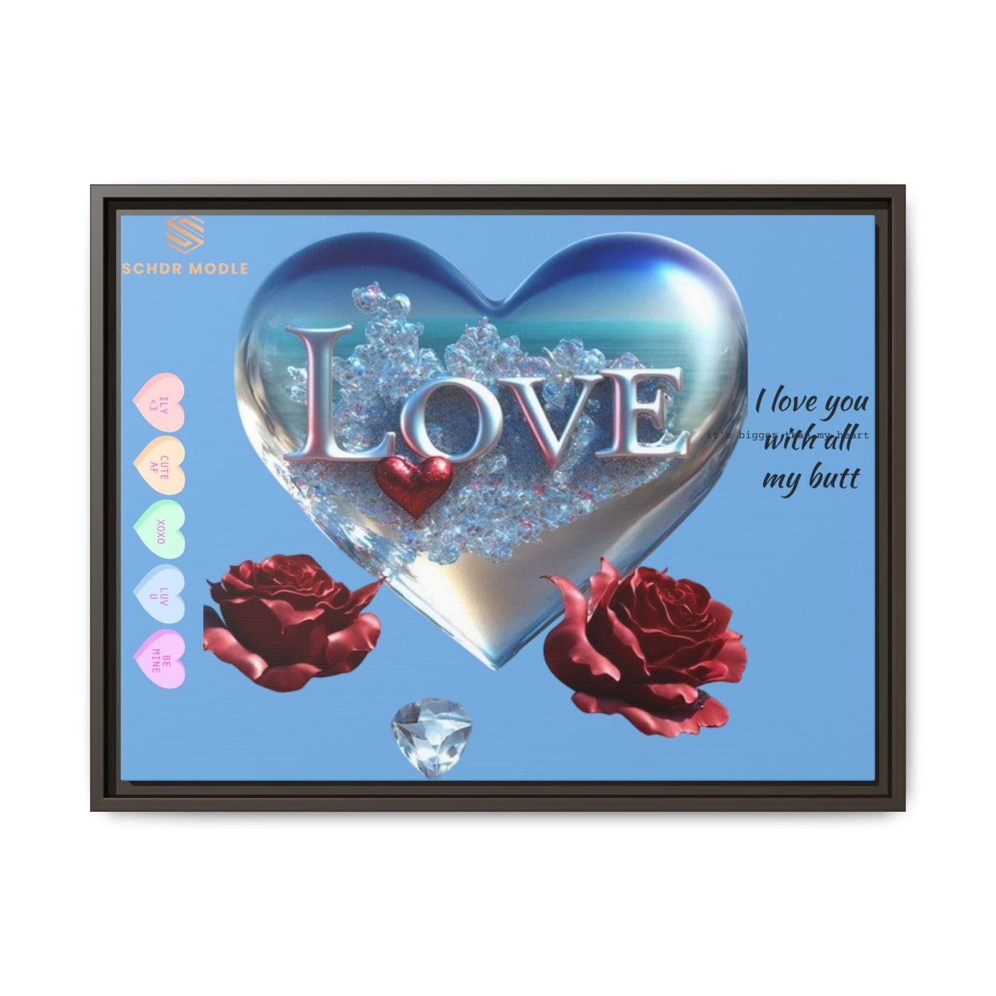Framed Love Canvas Art - Heart & Flower Design - Perfect Gift for Valentine's Day