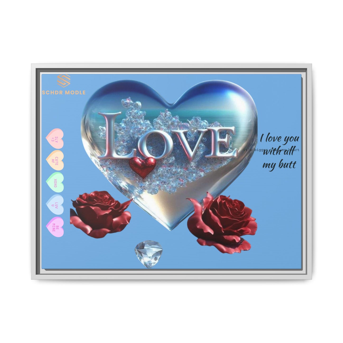 Framed Love Canvas Art - Heart & Flower Design - Perfect Gift for Valentine's Day
