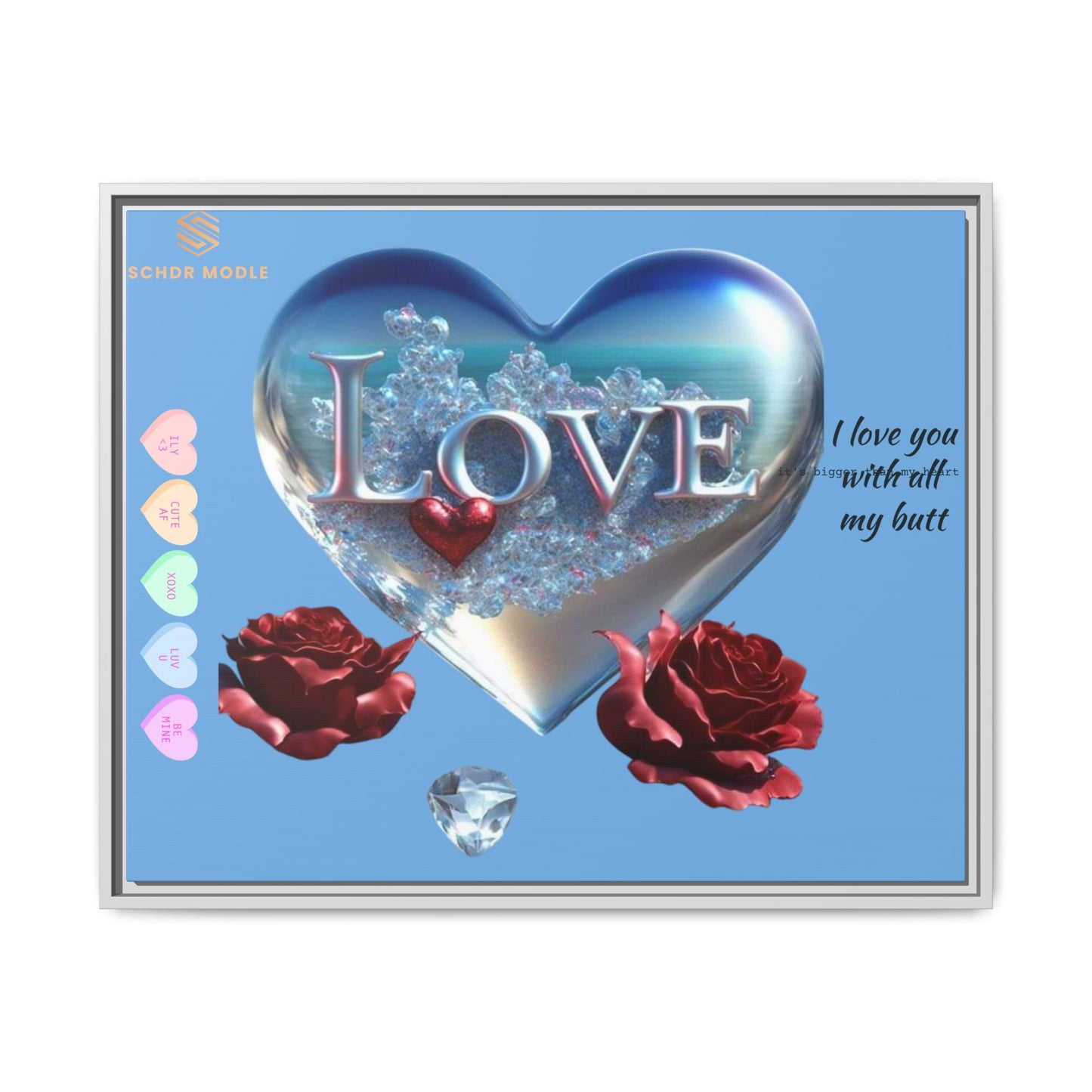 Framed Love Canvas Art - Heart & Flower Design - Perfect Gift for Valentine's Day