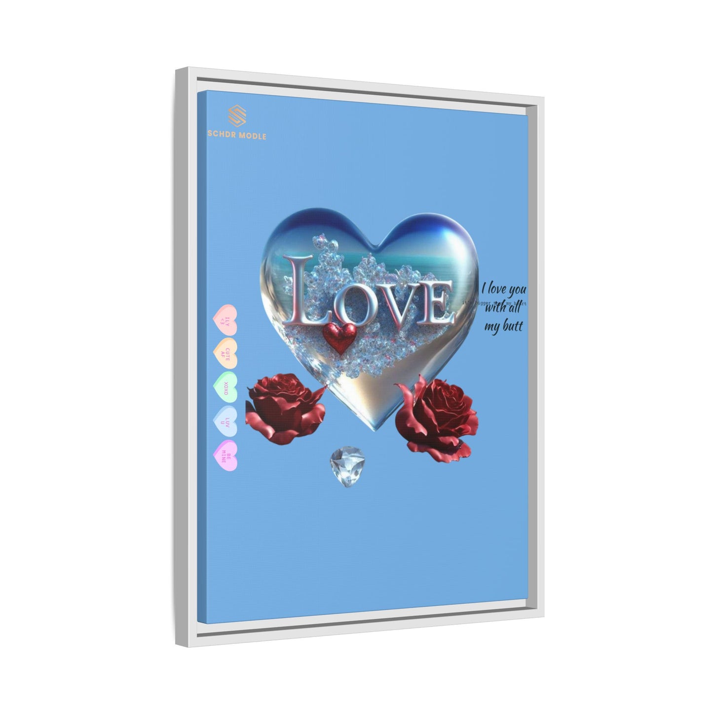 Framed Love Canvas Art - Heart & Flower Design - Perfect Gift for Valentine's Day