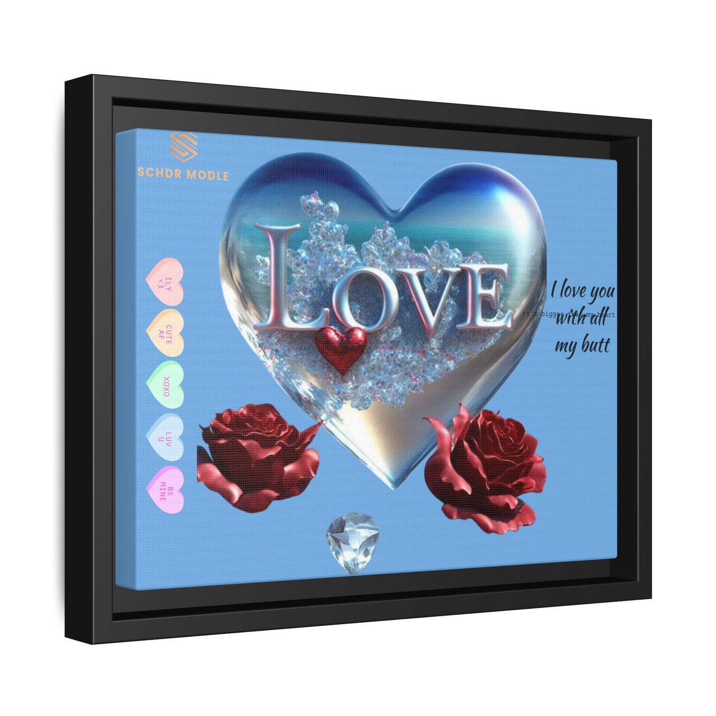 Framed Love Canvas Art - Heart & Flower Design - Perfect Gift for Valentine's Day