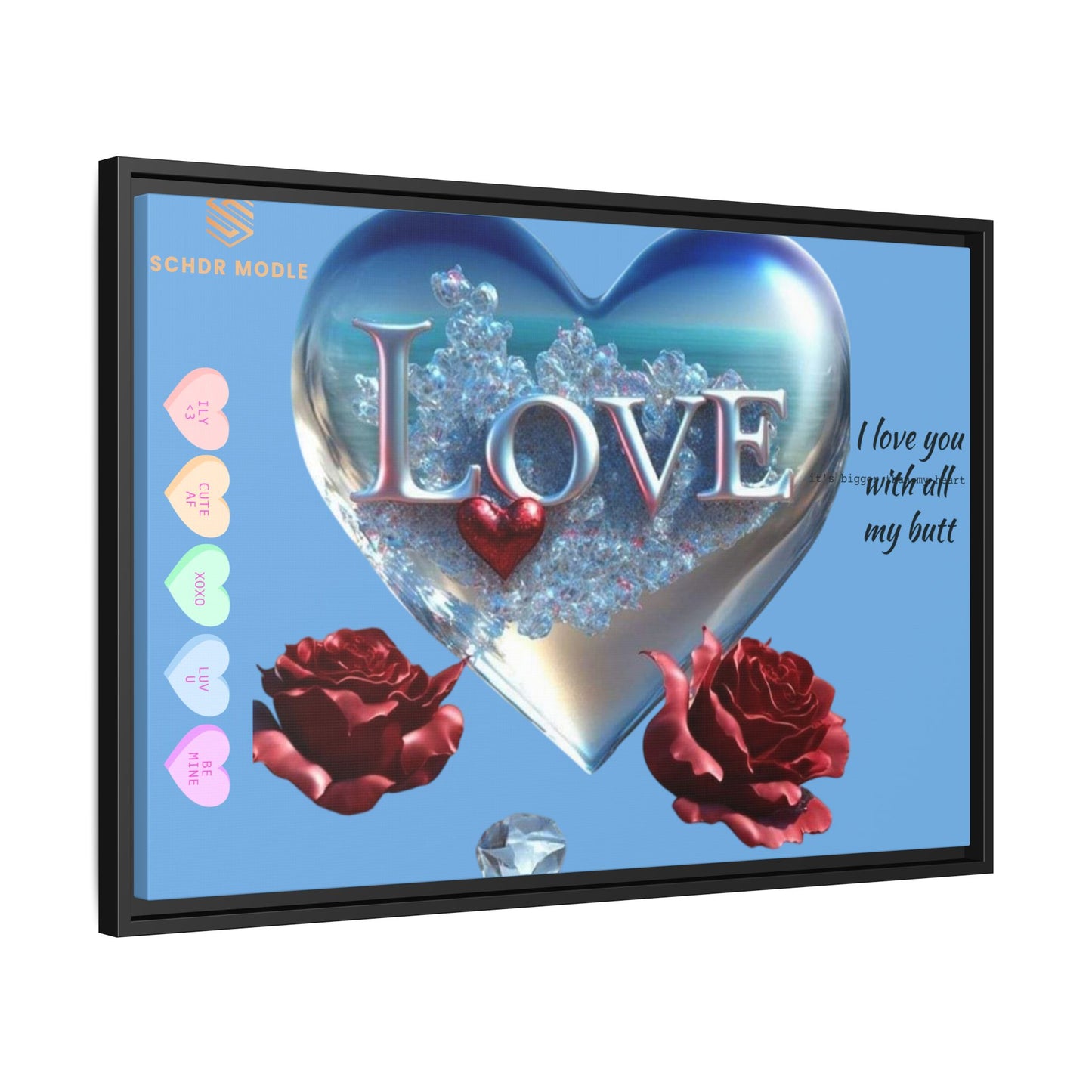 Framed Love Canvas Art - Heart & Flower Design - Perfect Gift for Valentine's Day