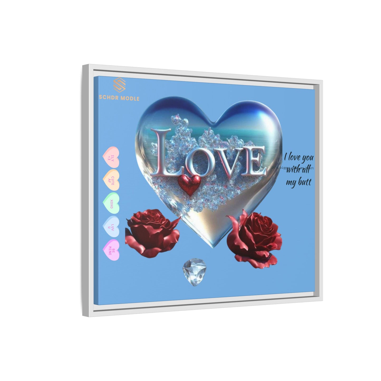 Framed Love Canvas Art - Heart & Flower Design - Perfect Gift for Valentine's Day