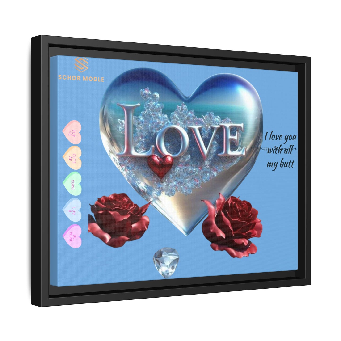 Framed Love Canvas Art - Heart & Flower Design - Perfect Gift for Valentine's Day