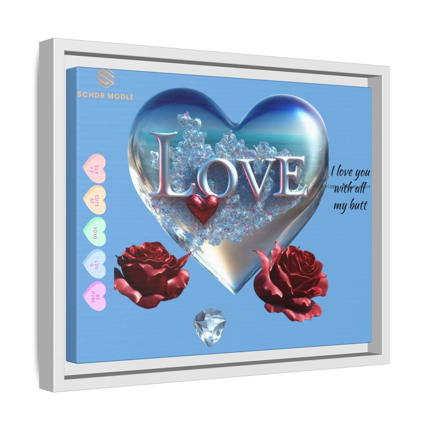 Framed Love Canvas Art - Heart & Flower Design - Perfect Gift for Valentine's Day