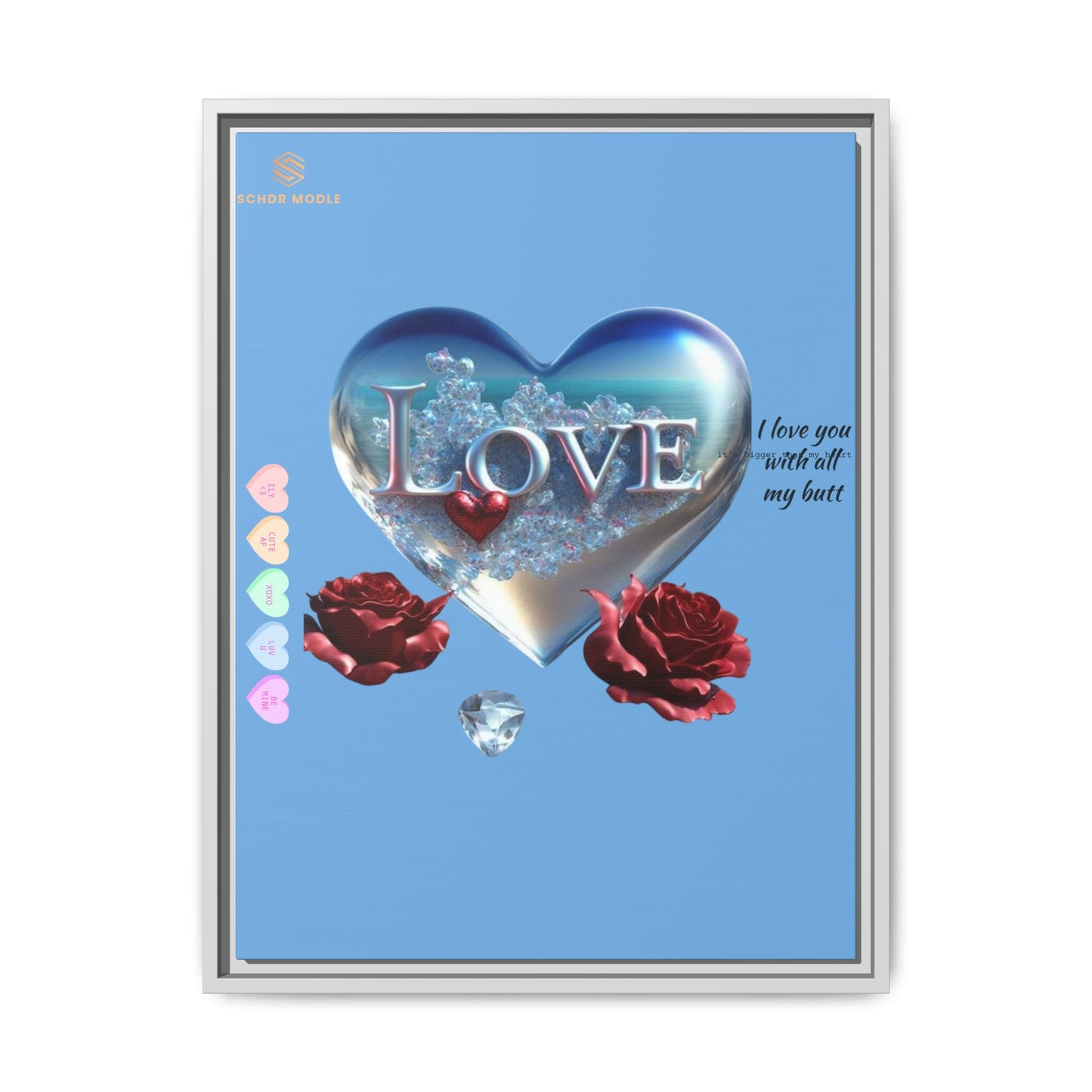 Framed Love Canvas Art - Heart & Flower Design - Perfect Gift for Valentine's Day