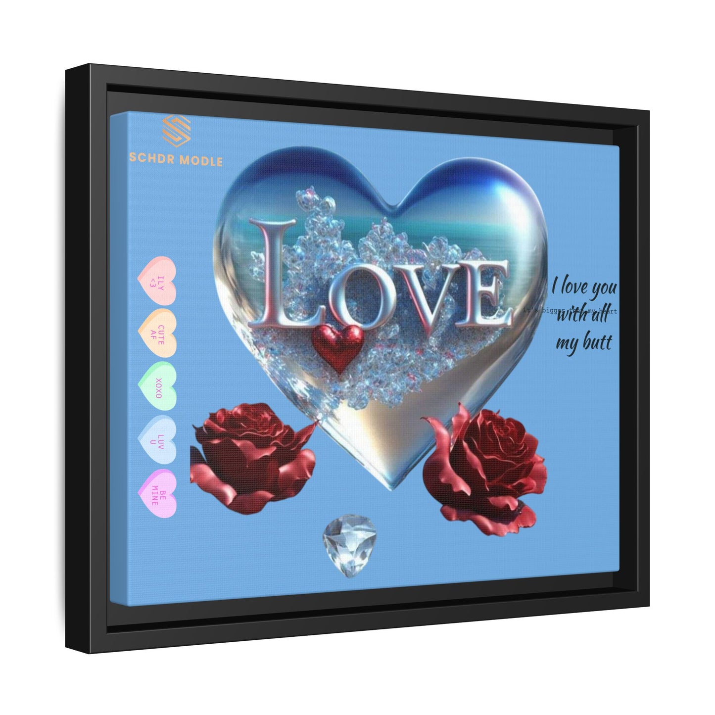 Framed Love Canvas Art - Heart & Flower Design - Perfect Gift for Valentine's Day