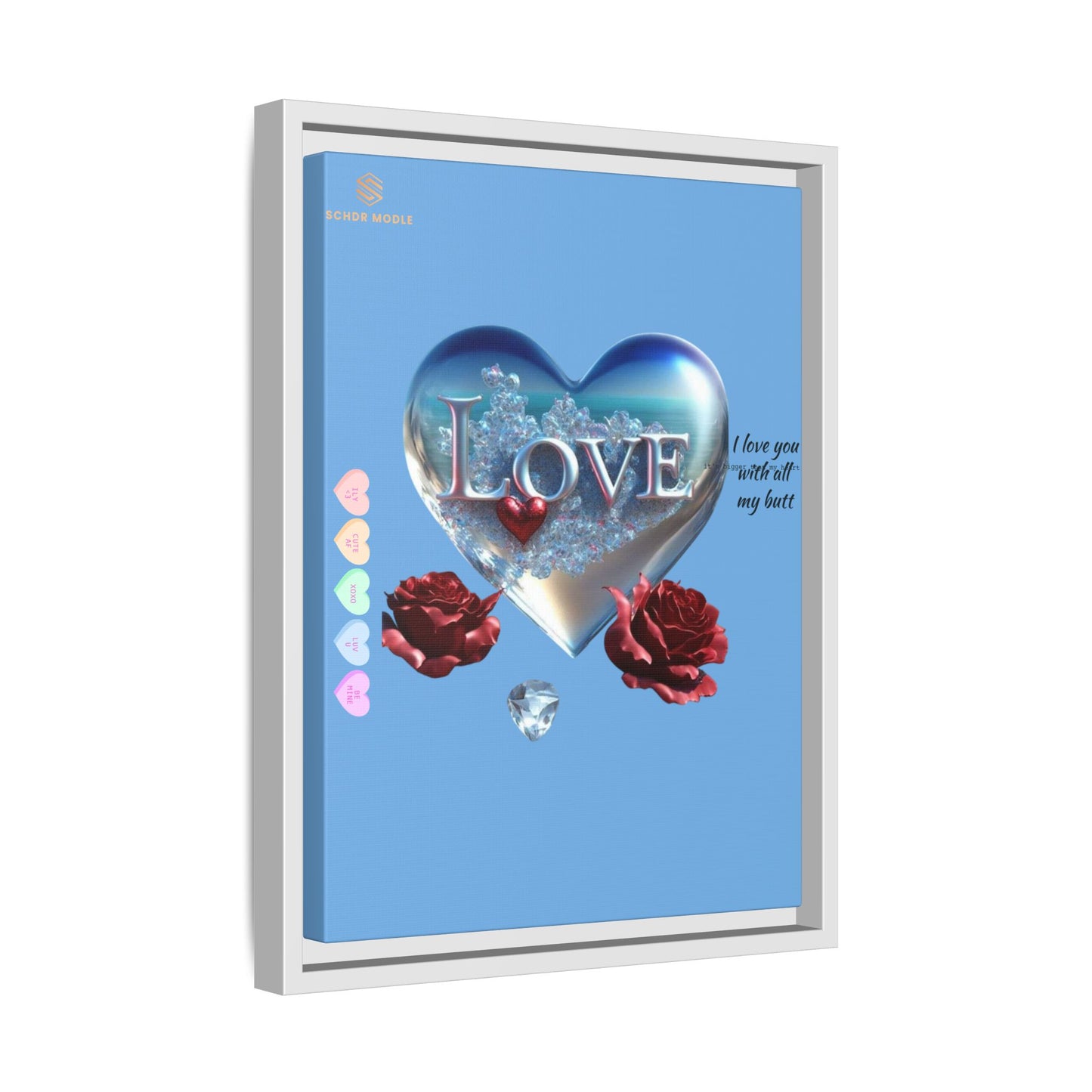 Framed Love Canvas Art - Heart & Flower Design - Perfect Gift for Valentine's Day
