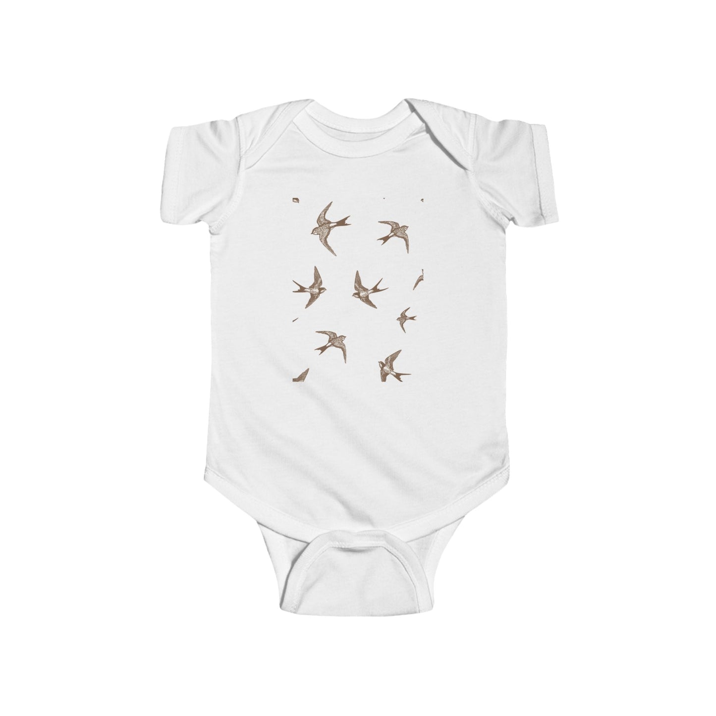 Organic Baby Bodysuit with Vintage Bird Design