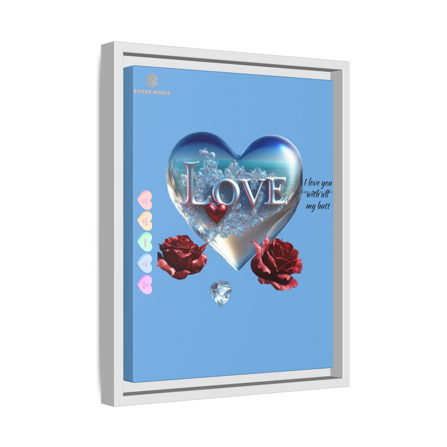 Framed Love Canvas Art - Heart & Flower Design - Perfect Gift for Valentine's Day