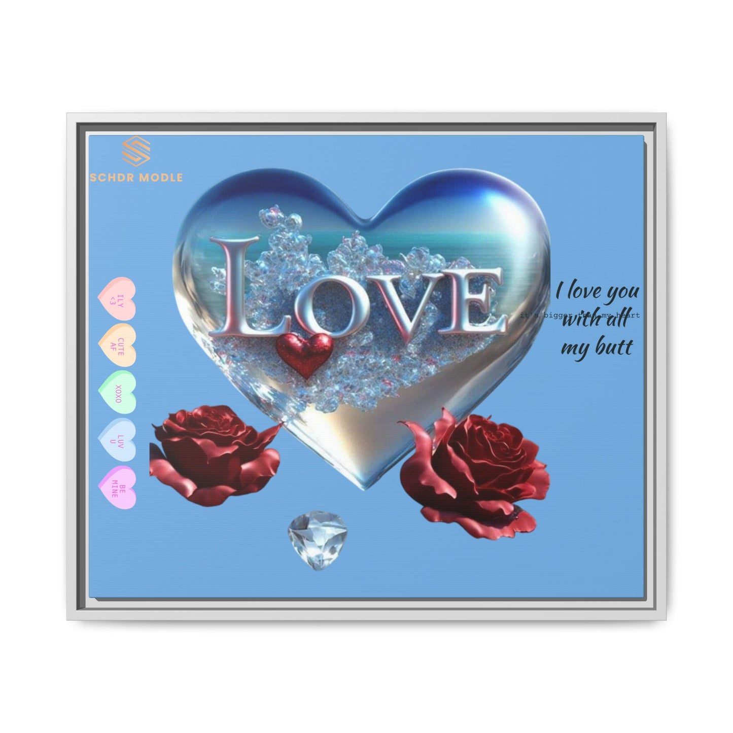 Framed Love Canvas Art - Heart & Flower Design - Perfect Gift for Valentine's Day