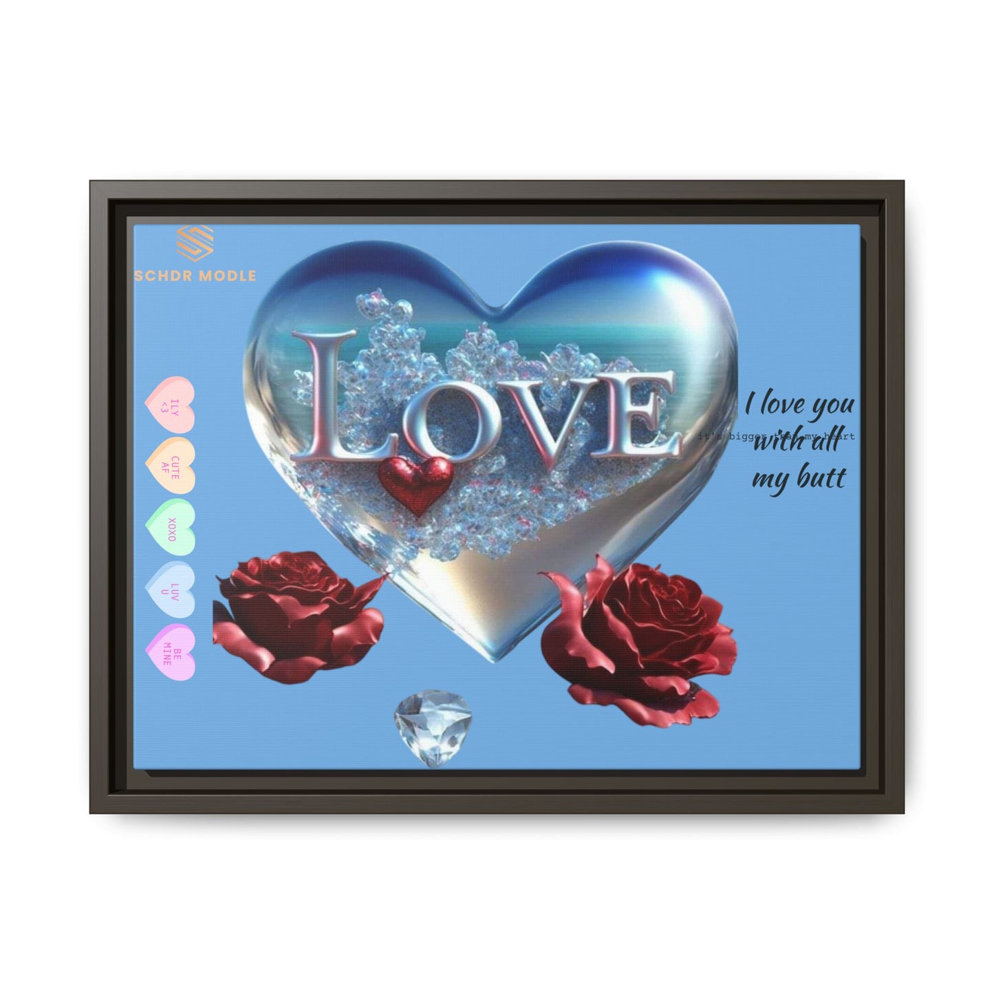 Framed Love Canvas Art - Heart & Flower Design - Perfect Gift for Valentine's Day