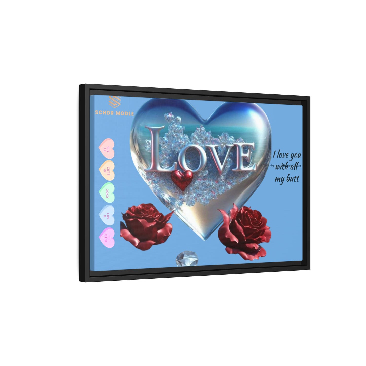 Framed Love Canvas Art - Heart & Flower Design - Perfect Gift for Valentine's Day