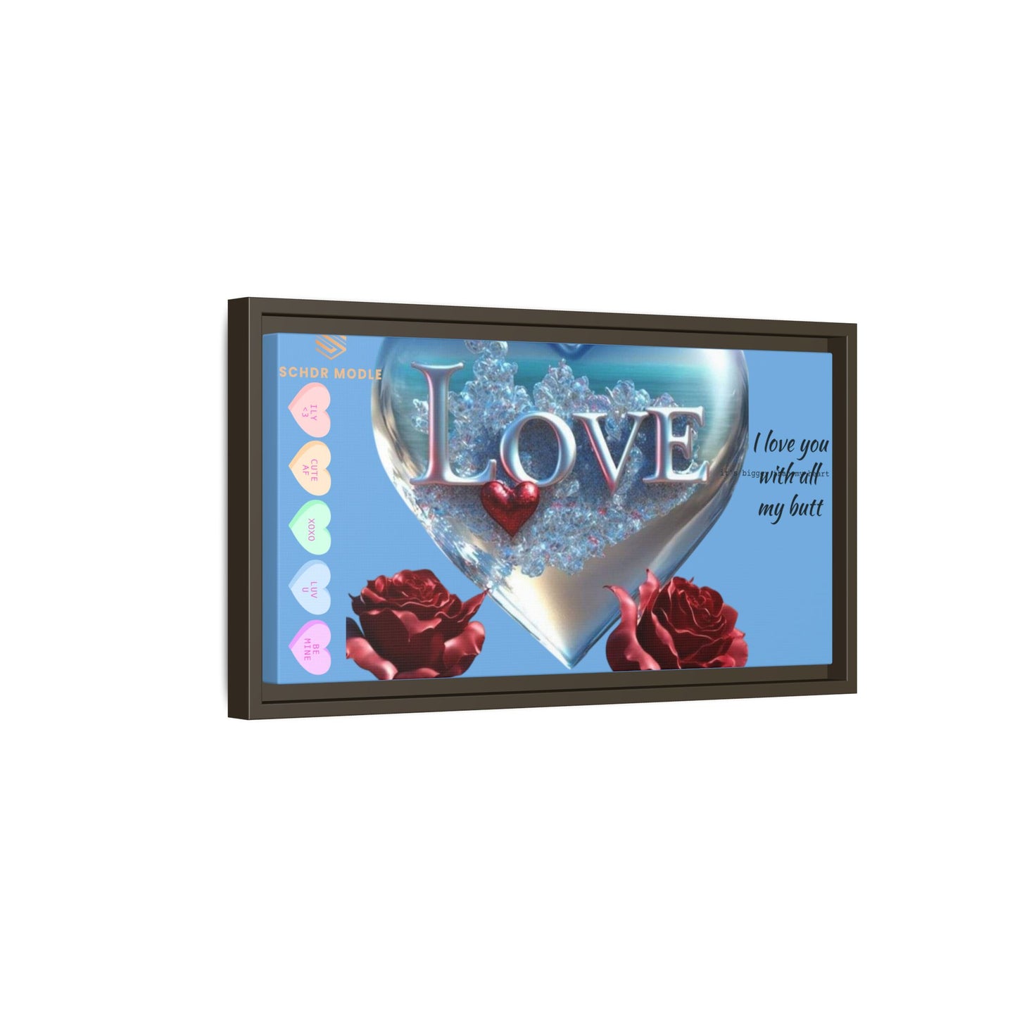 Framed Love Canvas Art - Heart & Flower Design - Perfect Gift for Valentine's Day