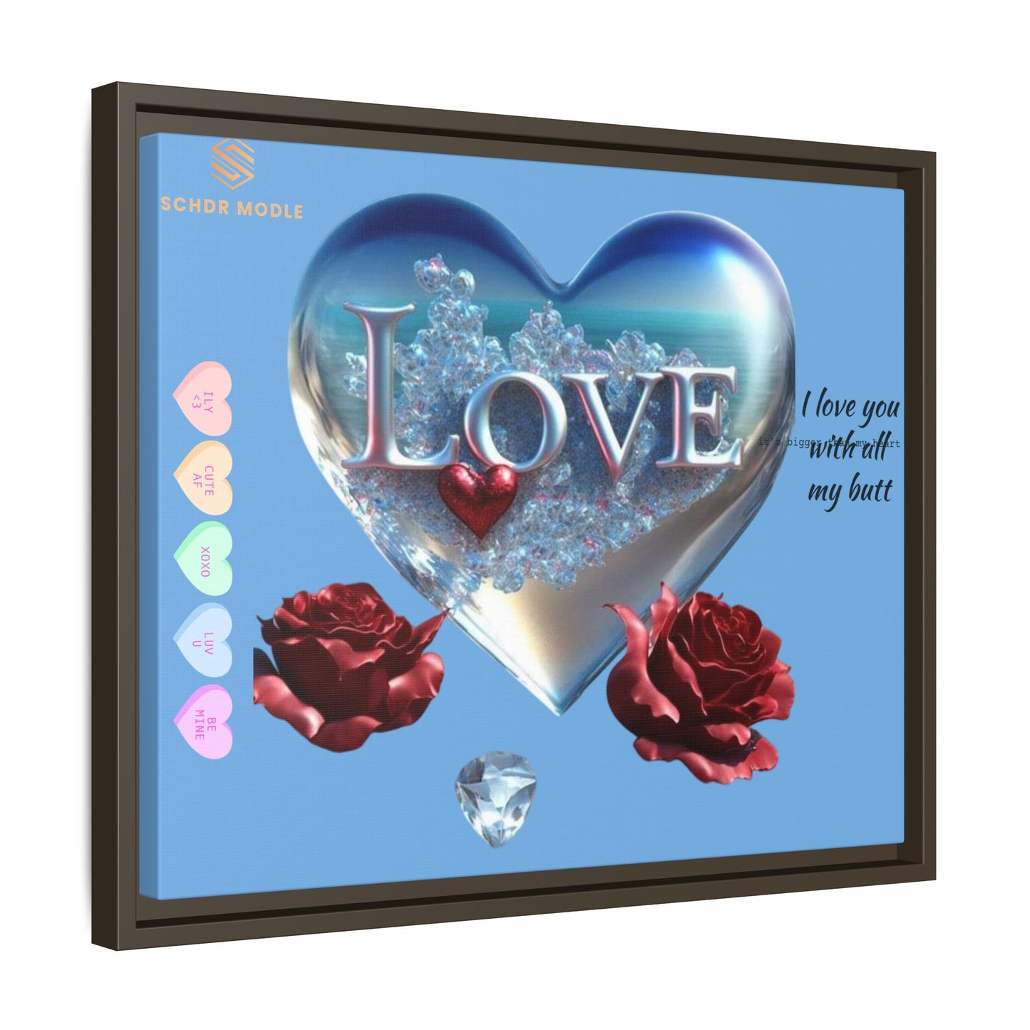 Framed Love Canvas Art - Heart & Flower Design - Perfect Gift for Valentine's Day