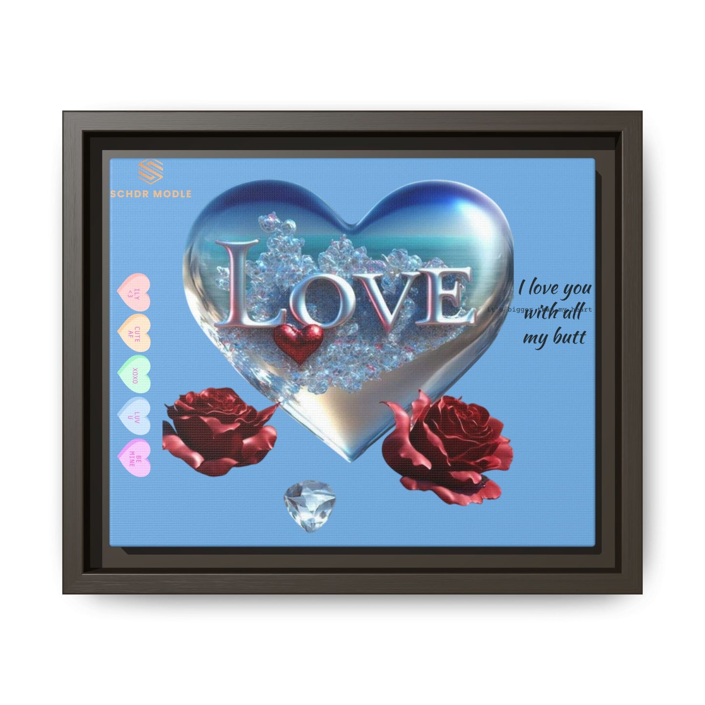 Framed Love Canvas Art - Heart & Flower Design - Perfect Gift for Valentine's Day