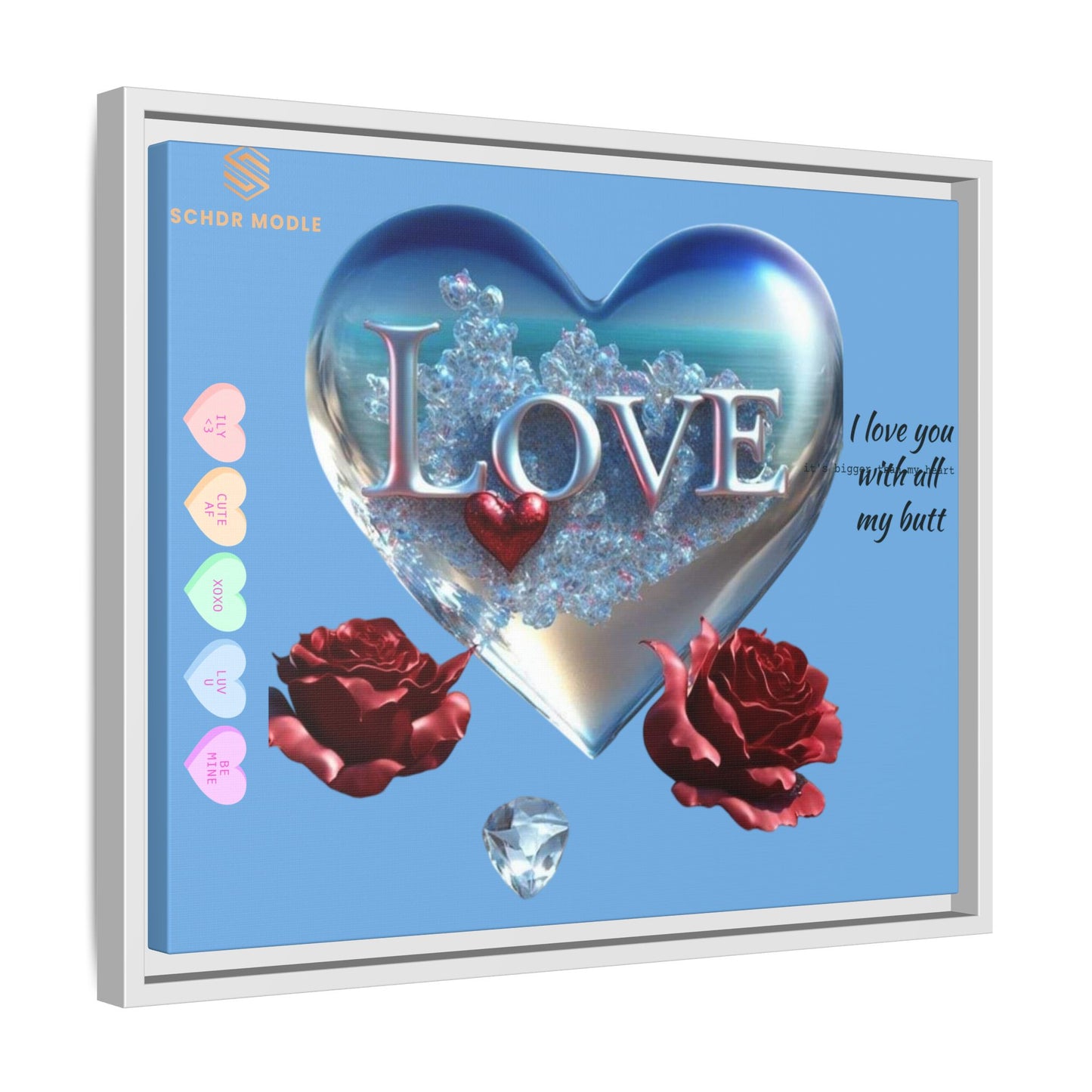 Framed Love Canvas Art - Heart & Flower Design - Perfect Gift for Valentine's Day