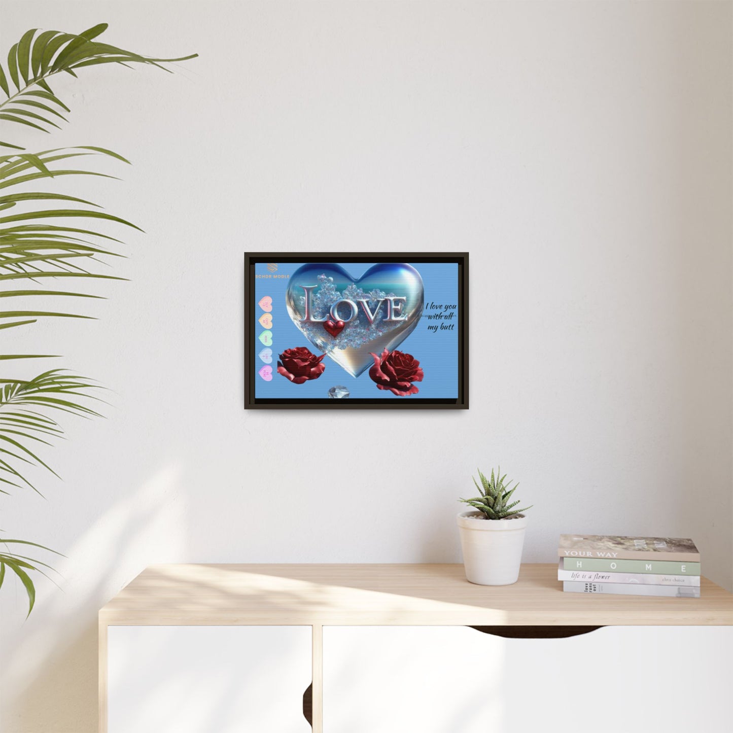 Framed Love Canvas Art - Heart & Flower Design - Perfect Gift for Valentine's Day