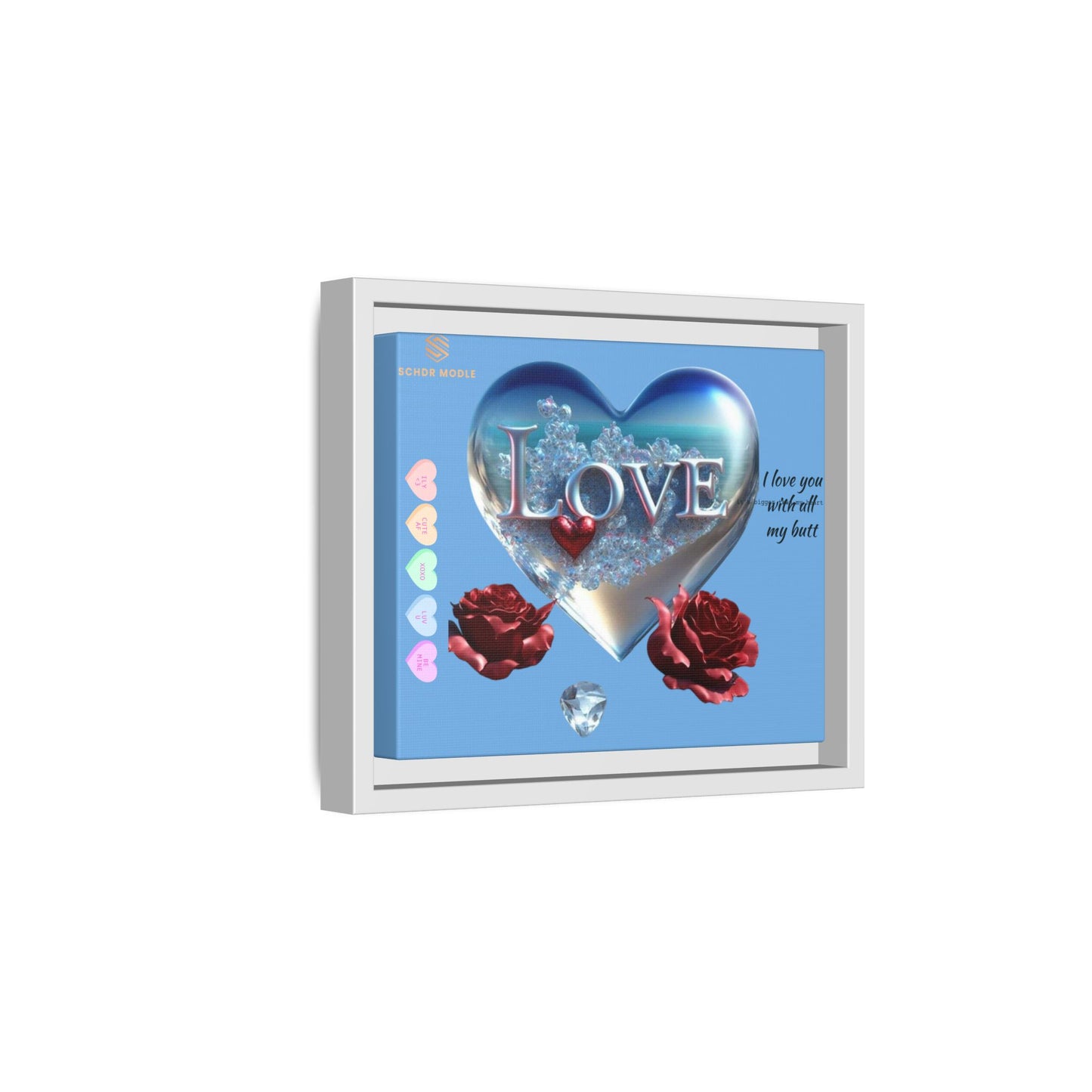 Framed Love Canvas Art - Heart & Flower Design - Perfect Gift for Valentine's Day