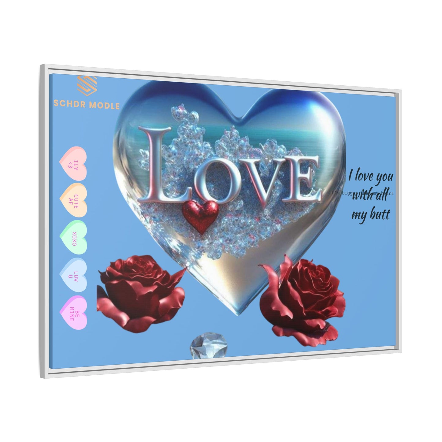Framed Love Canvas Art - Heart & Flower Design - Perfect Gift for Valentine's Day