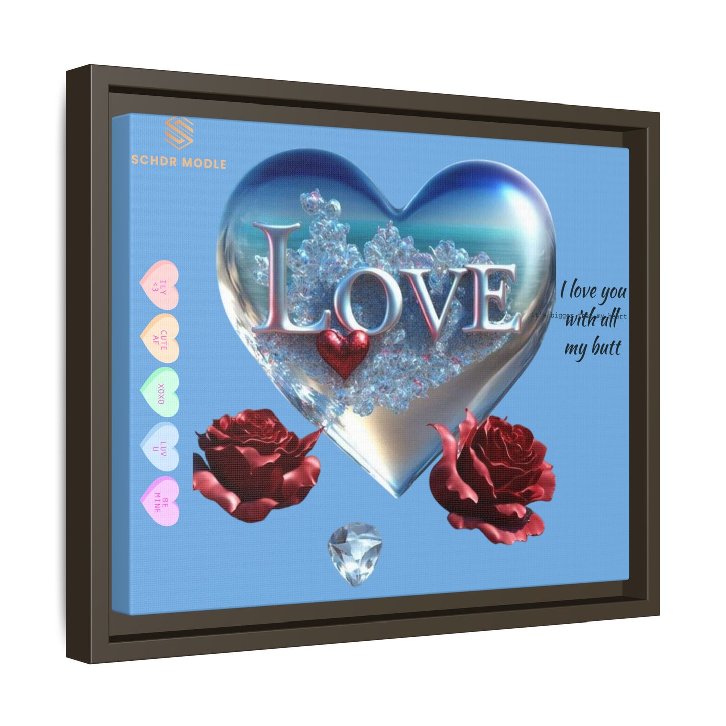 Framed Love Canvas Art - Heart & Flower Design - Perfect Gift for Valentine's Day
