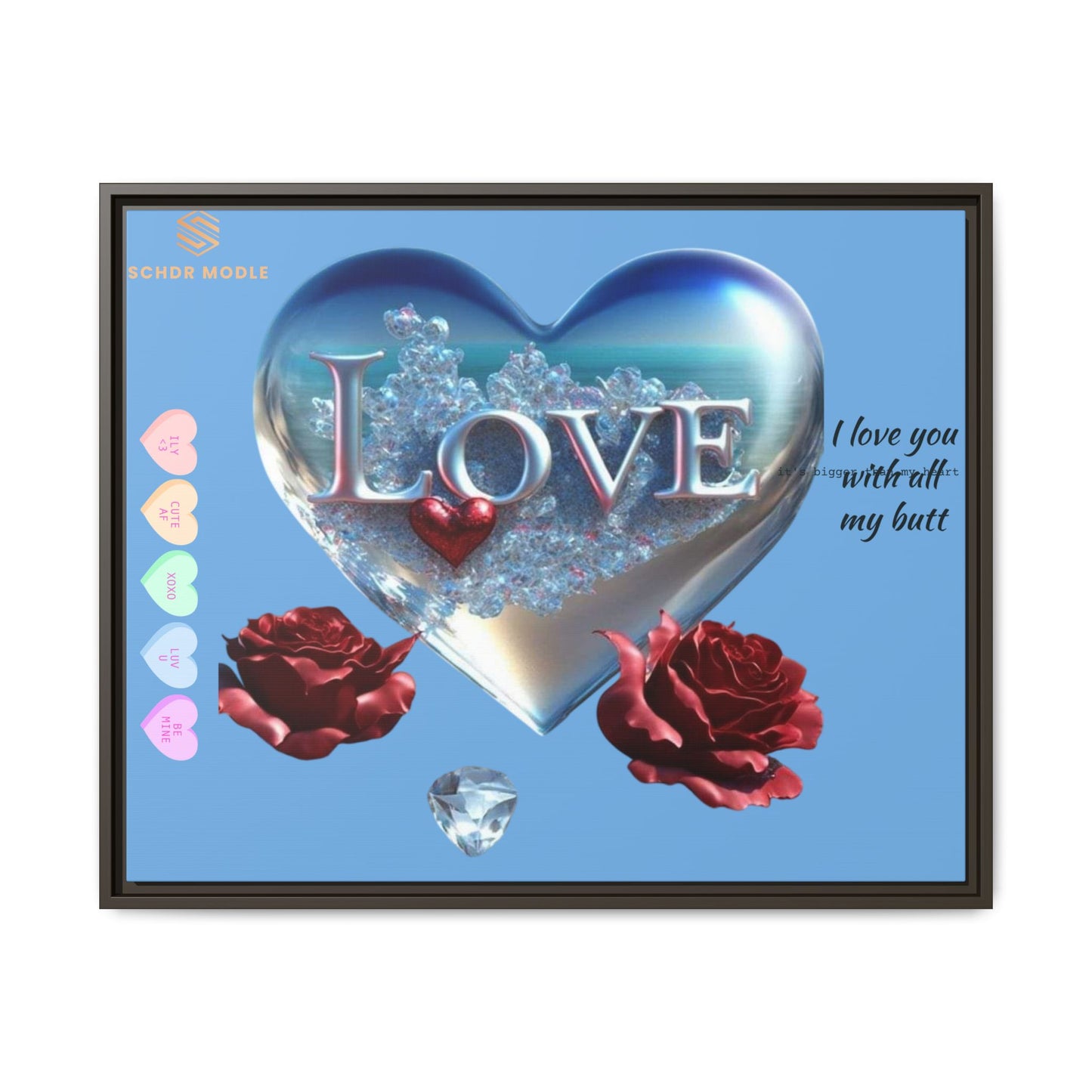 Framed Love Canvas Art - Heart & Flower Design - Perfect Gift for Valentine's Day