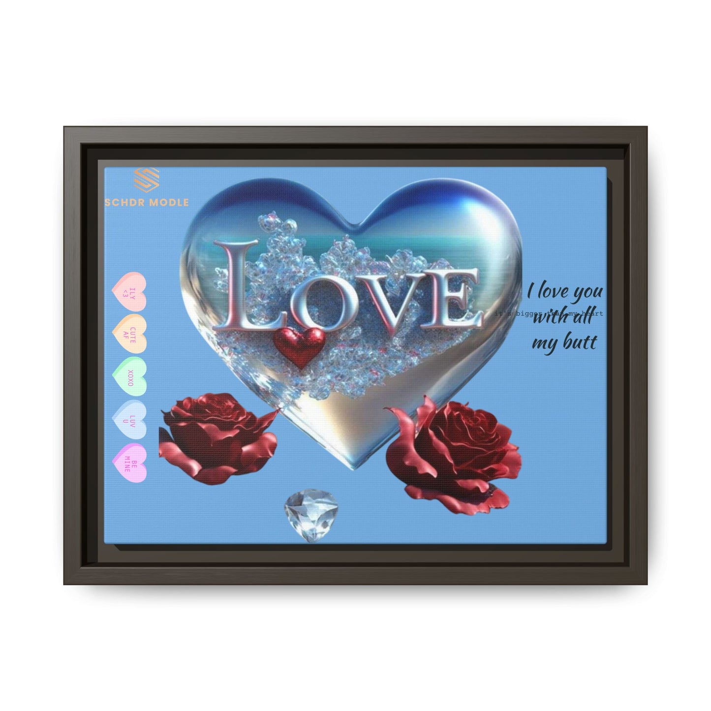 Framed Love Canvas Art - Heart & Flower Design - Perfect Gift for Valentine's Day