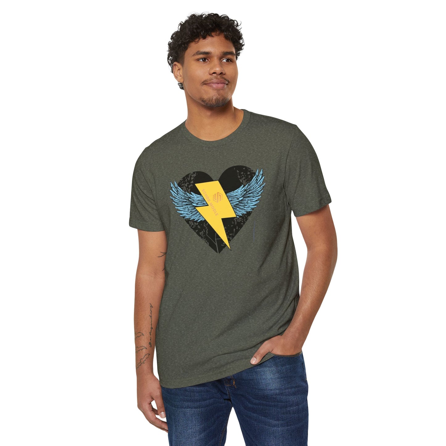 Heart with Wings Unisex Organic T-Shirt, Eco-Friendly Fashion, Gift for Nature Lovers, Valentine's Day, Everyday Wear, Casual Style