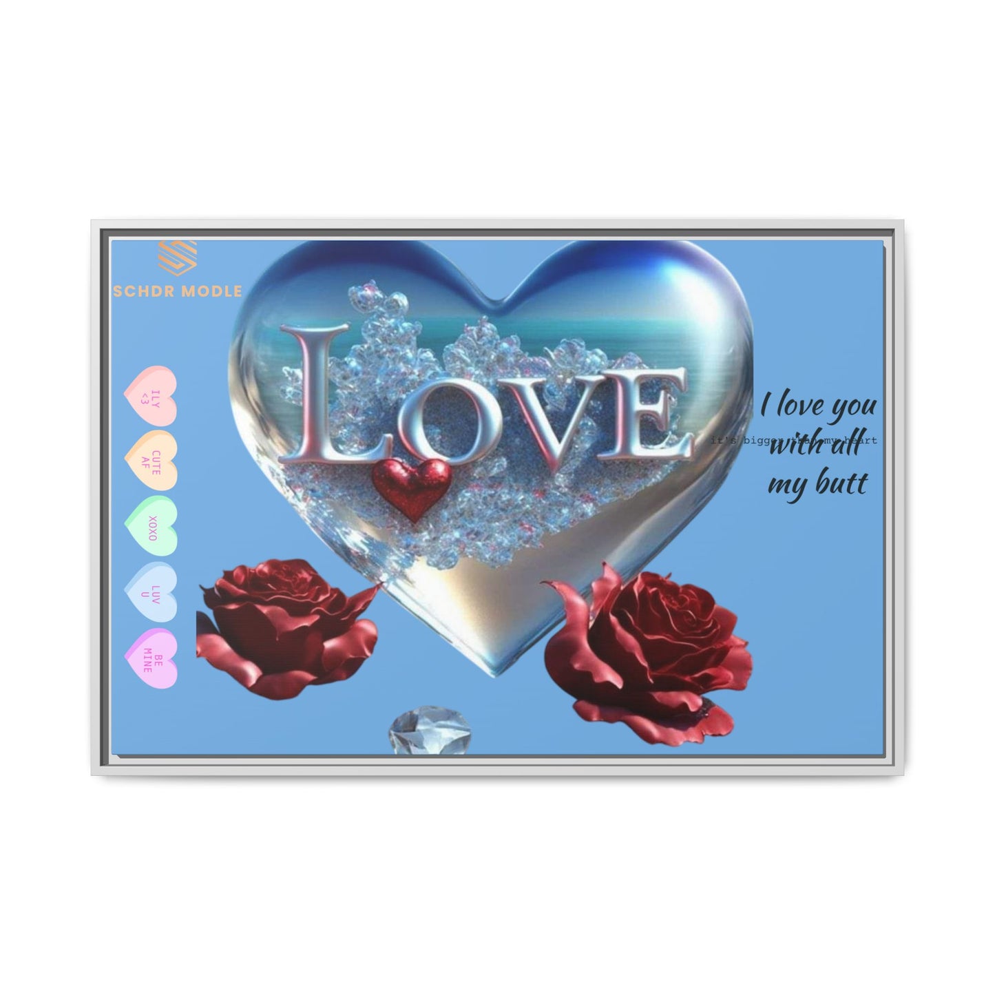 Framed Love Canvas Art - Heart & Flower Design - Perfect Gift for Valentine's Day