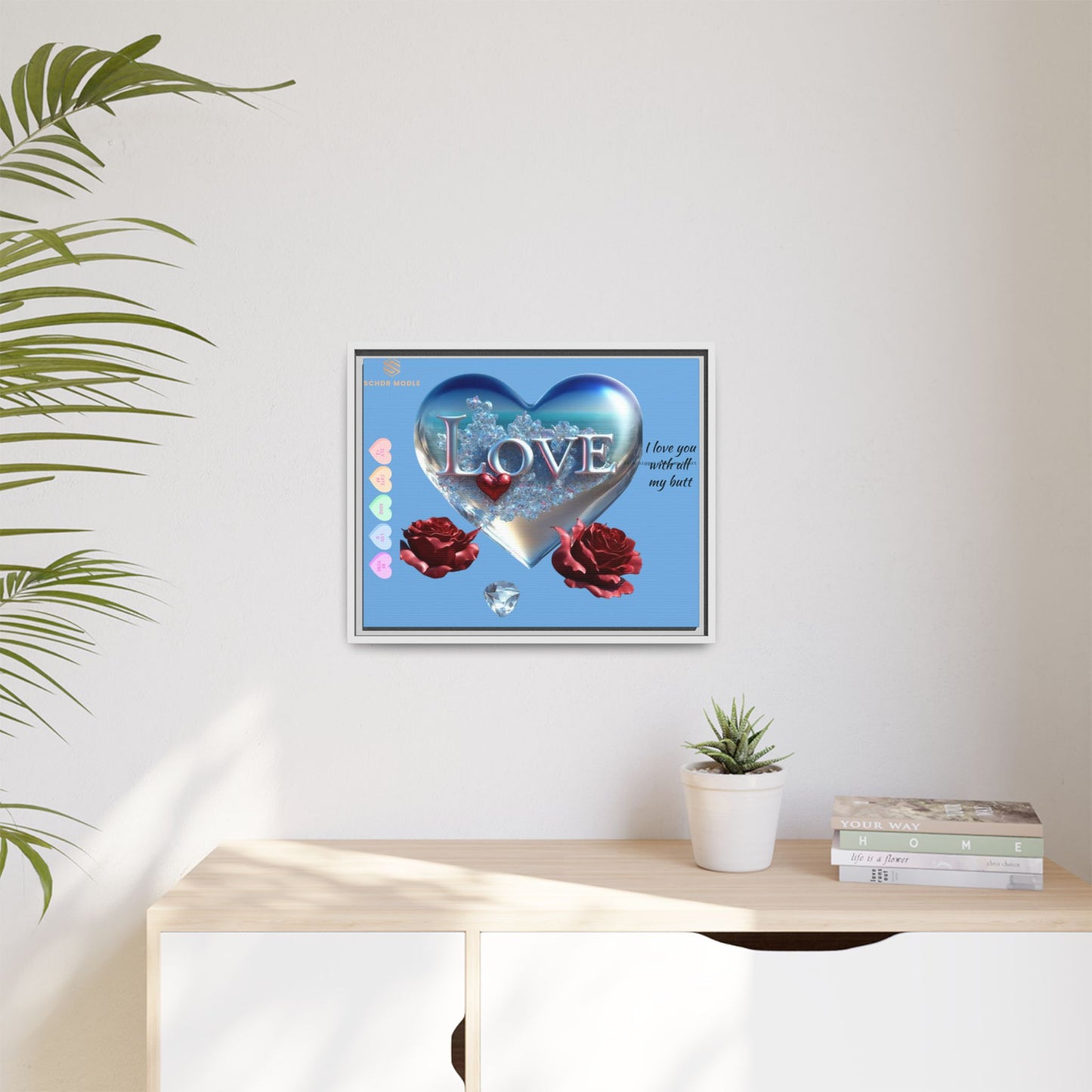 Framed Love Canvas Art - Heart & Flower Design - Perfect Gift for Valentine's Day
