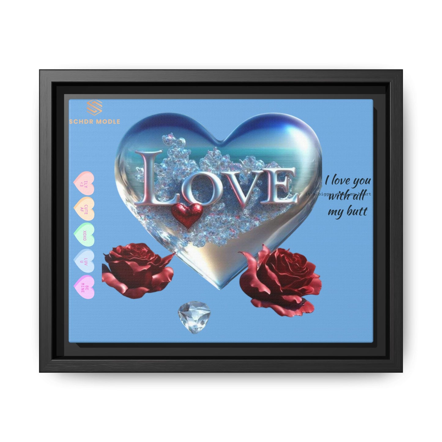 Framed Love Canvas Art - Heart & Flower Design - Perfect Gift for Valentine's Day