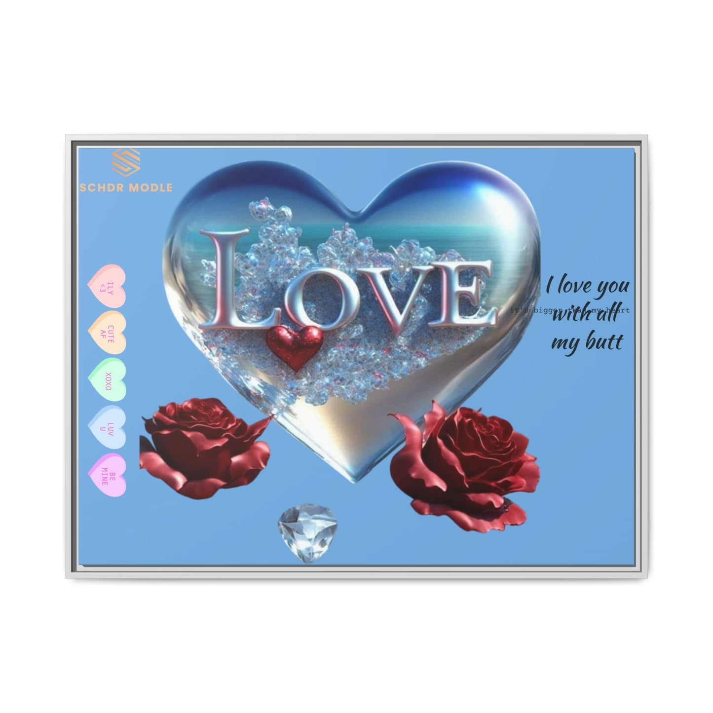 Framed Love Canvas Art - Heart & Flower Design - Perfect Gift for Valentine's Day