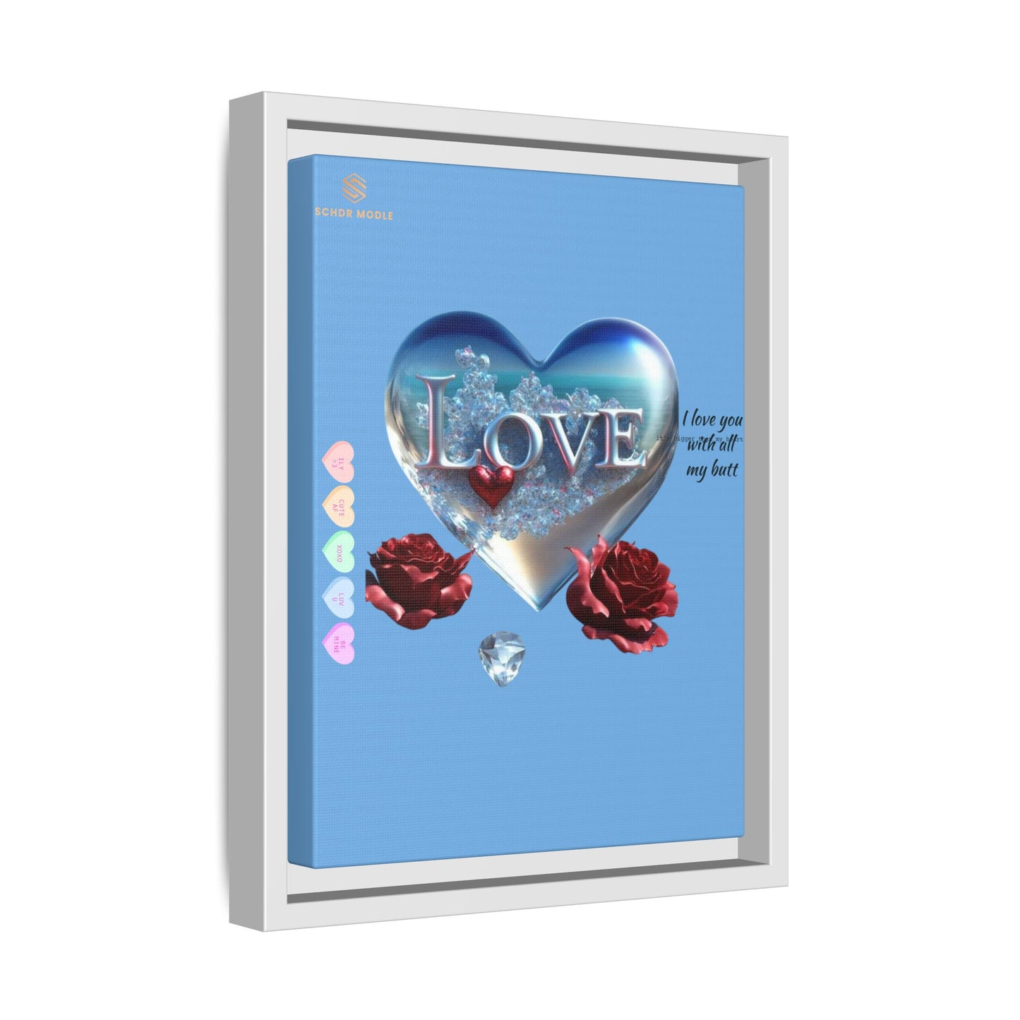 Framed Love Canvas Art - Heart & Flower Design - Perfect Gift for Valentine's Day