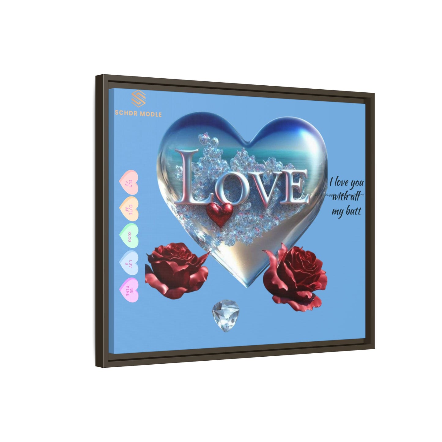 Framed Love Canvas Art - Heart & Flower Design - Perfect Gift for Valentine's Day