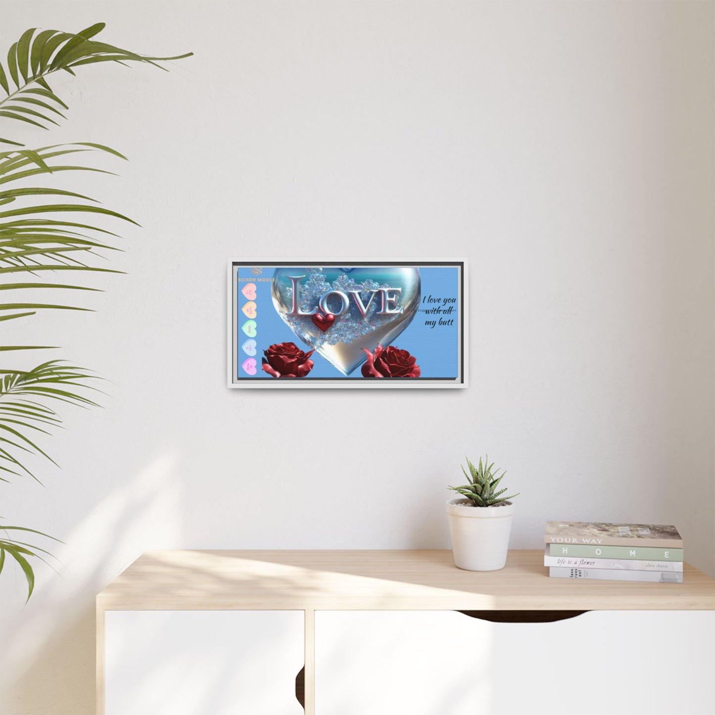 Framed Love Canvas Art - Heart & Flower Design - Perfect Gift for Valentine's Day