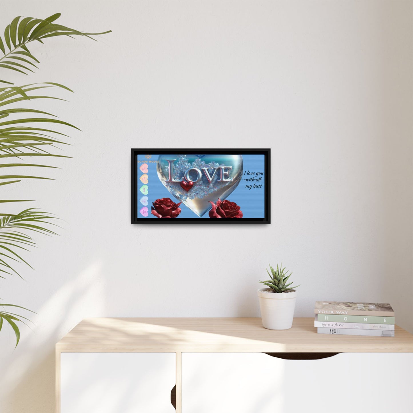 Framed Love Canvas Art - Heart & Flower Design - Perfect Gift for Valentine's Day