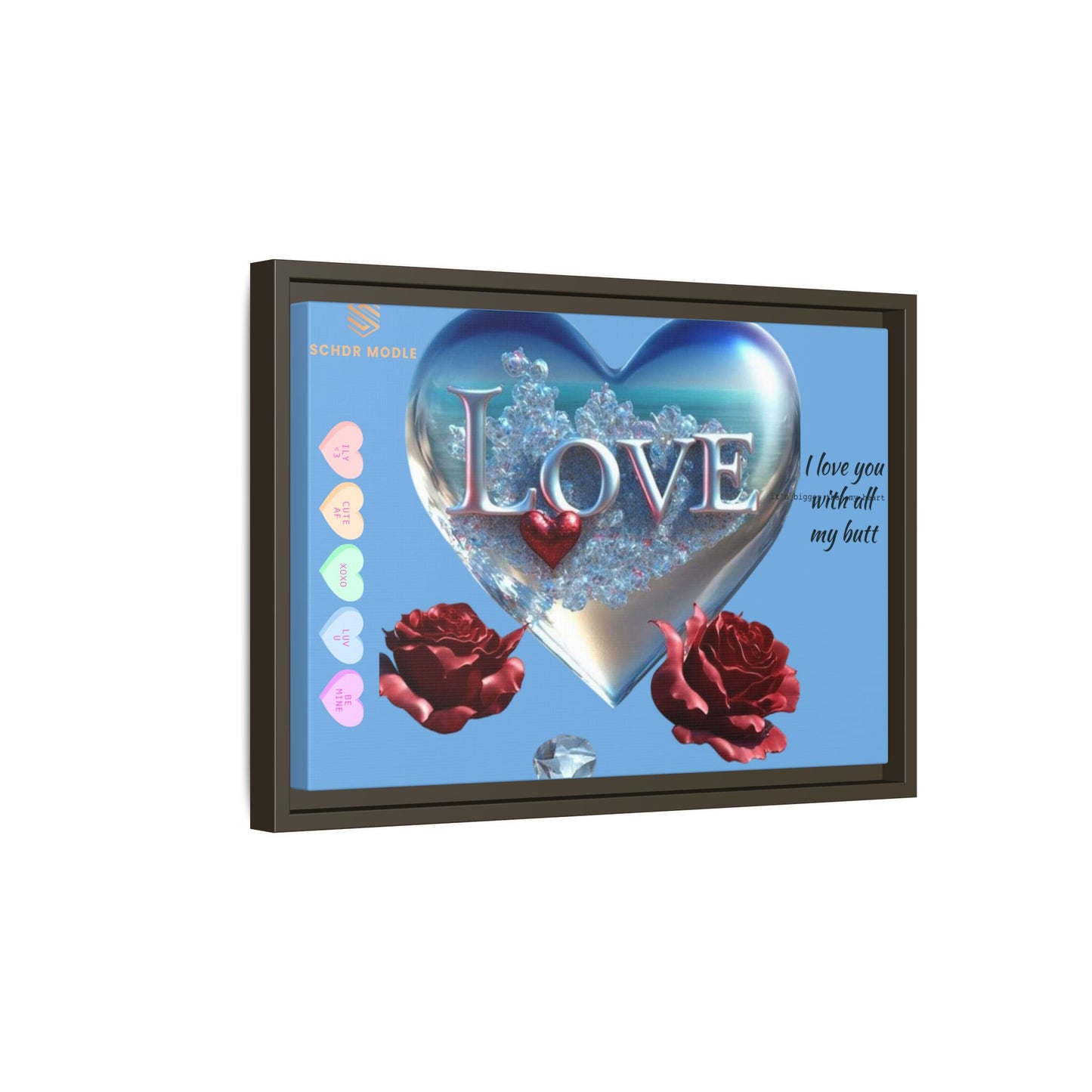 Framed Love Canvas Art - Heart & Flower Design - Perfect Gift for Valentine's Day