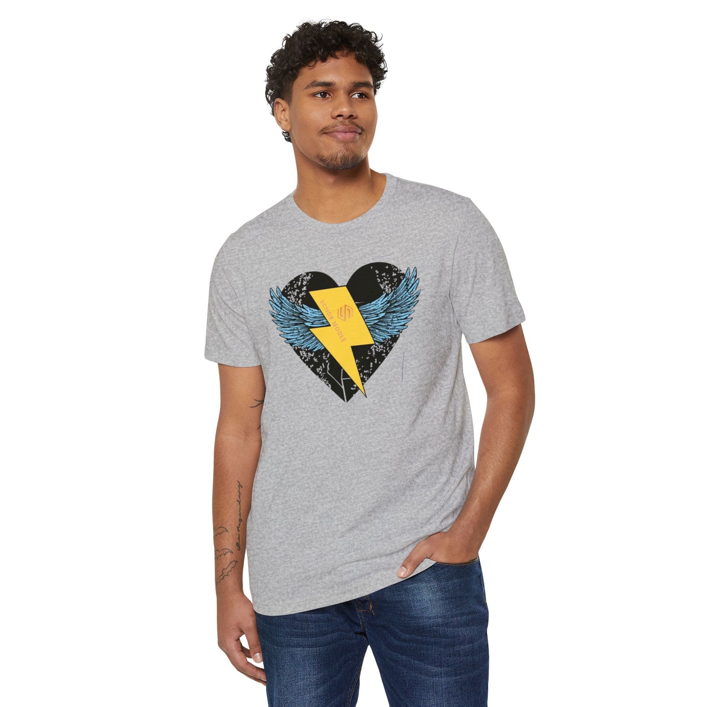 Heart with Wings Unisex Organic T-Shirt, Eco-Friendly Fashion, Gift for Nature Lovers, Valentine's Day, Everyday Wear, Casual Style