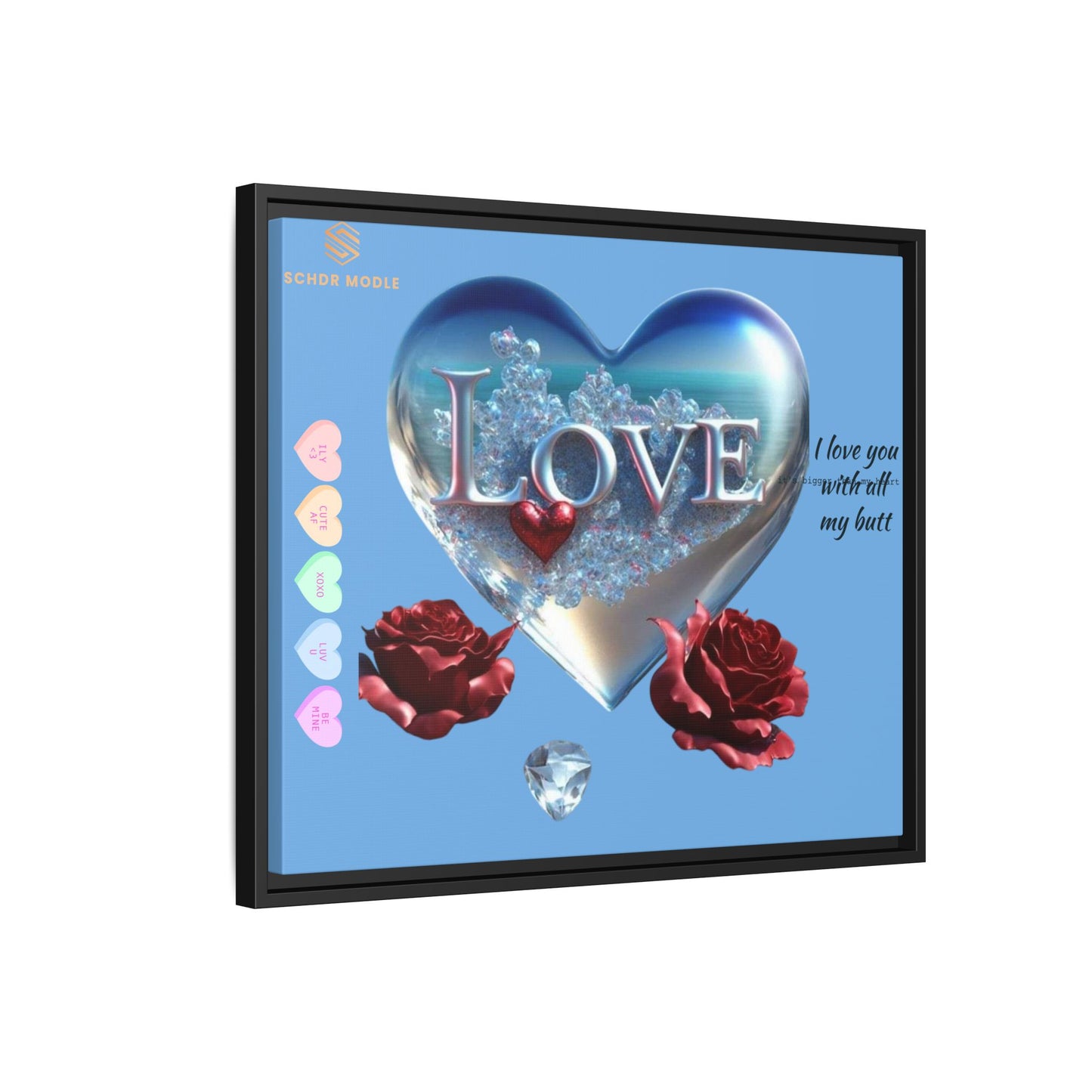 Framed Love Canvas Art - Heart & Flower Design - Perfect Gift for Valentine's Day