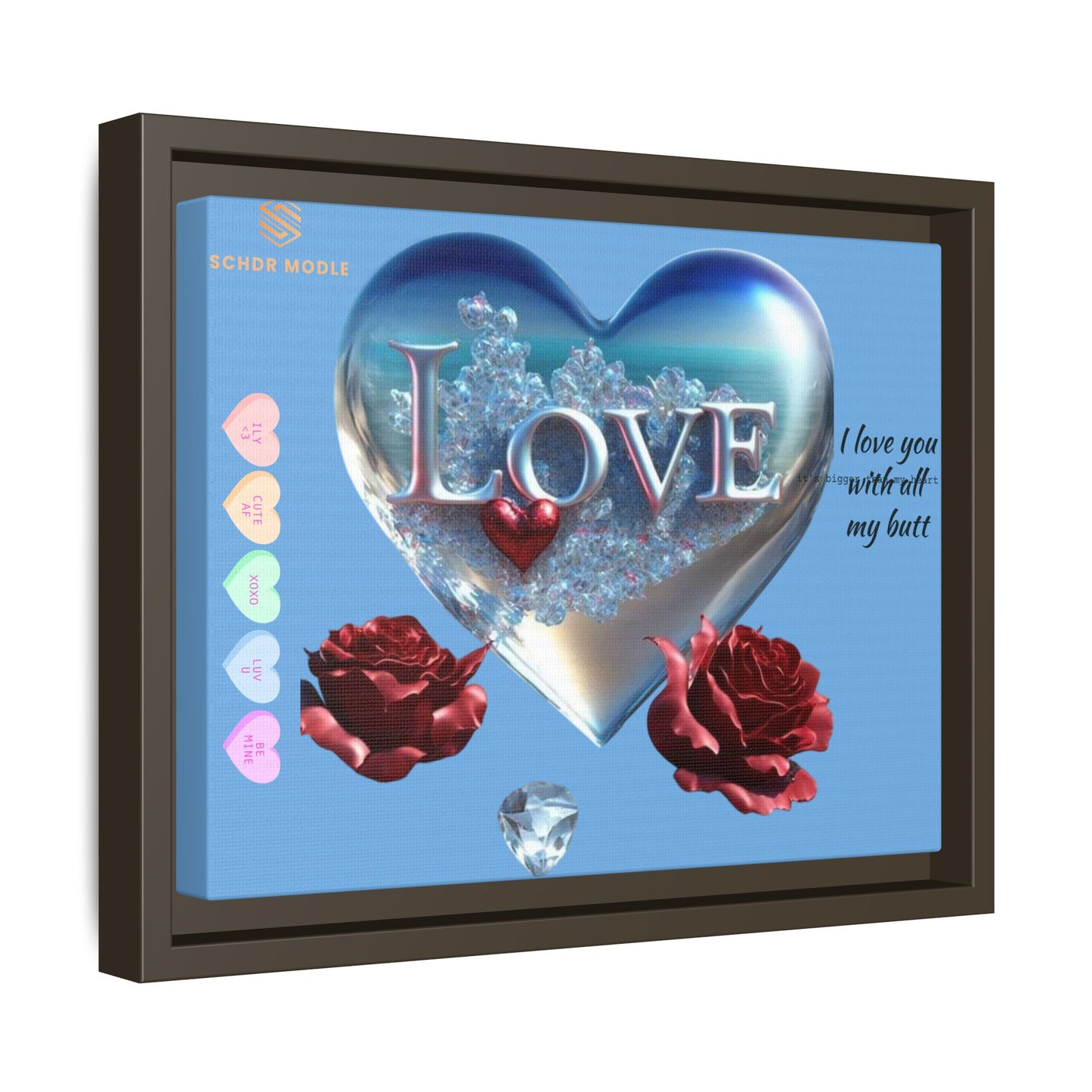 Framed Love Canvas Art - Heart & Flower Design - Perfect Gift for Valentine's Day
