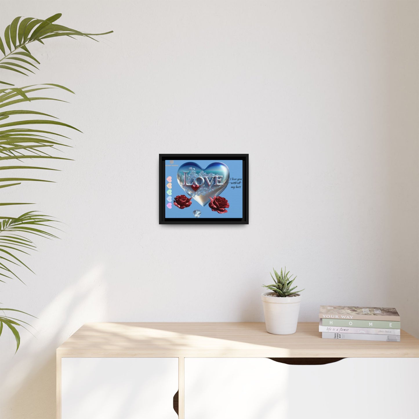 Framed Love Canvas Art - Heart & Flower Design - Perfect Gift for Valentine's Day