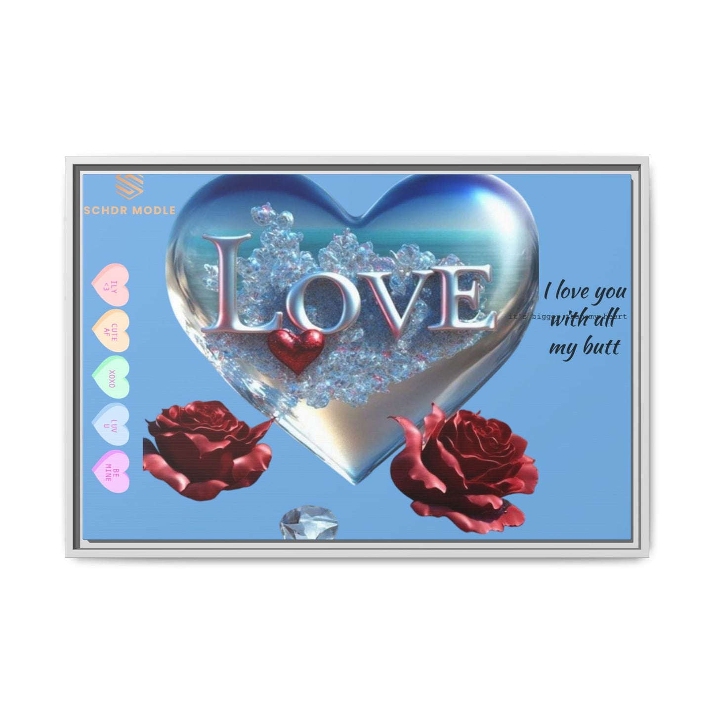 Framed Love Canvas Art - Heart & Flower Design - Perfect Gift for Valentine's Day