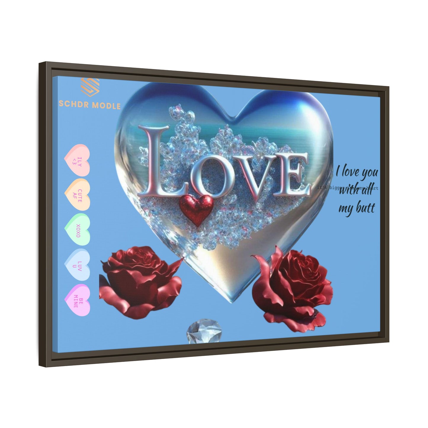 Framed Love Canvas Art - Heart & Flower Design - Perfect Gift for Valentine's Day