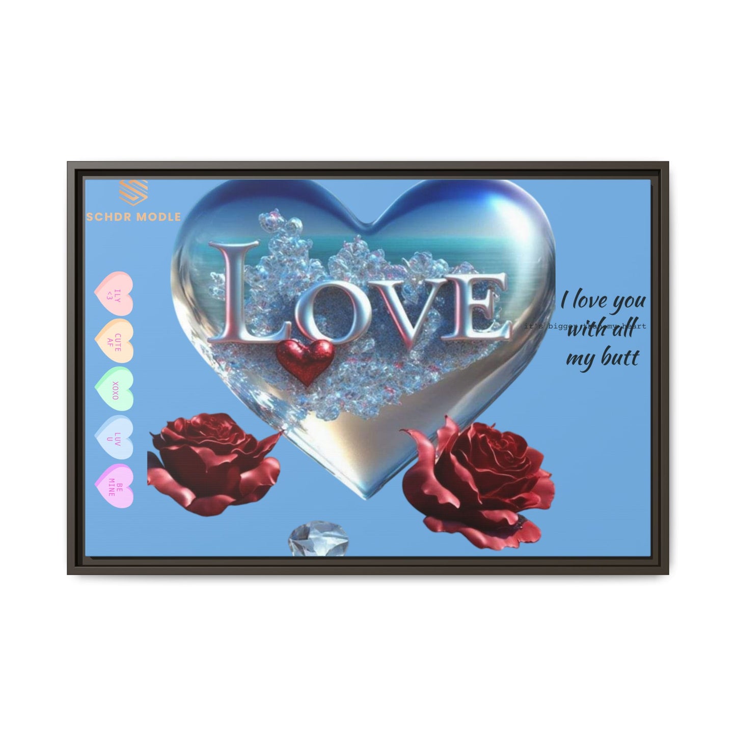 Framed Love Canvas Art - Heart & Flower Design - Perfect Gift for Valentine's Day